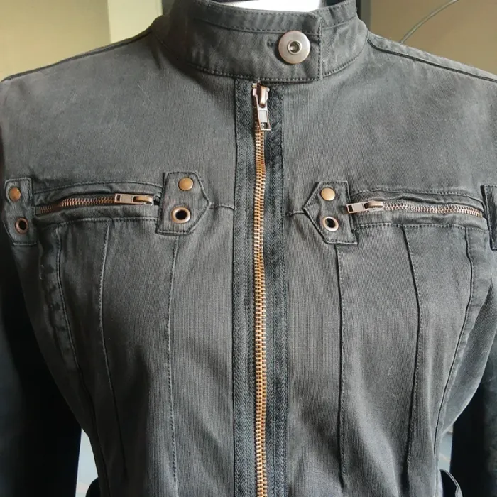 Blouson femme gris en toile coton qualité coupe perfecto Marque Hep taille 3 - photo numéro 2