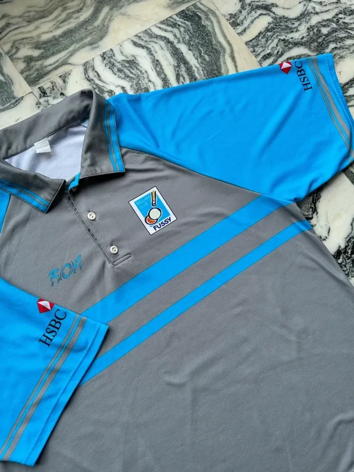 Maillot club de billard gris et bleu taille XXL