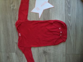 Body mixte uni rouge 18 mois