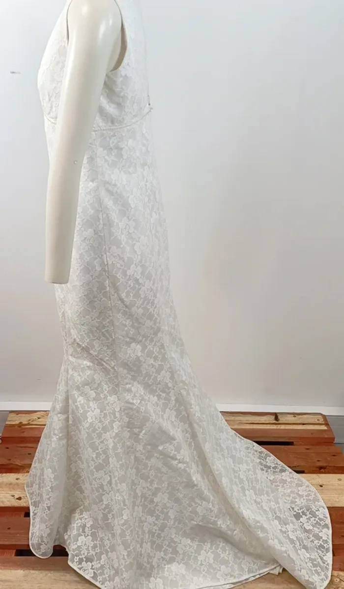Robe de mariée - Robe sirène dentelle blanche perles – taille M – élégante Taille 43 - A764 - photo numéro 5