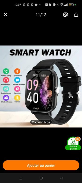 Montre connectée noir