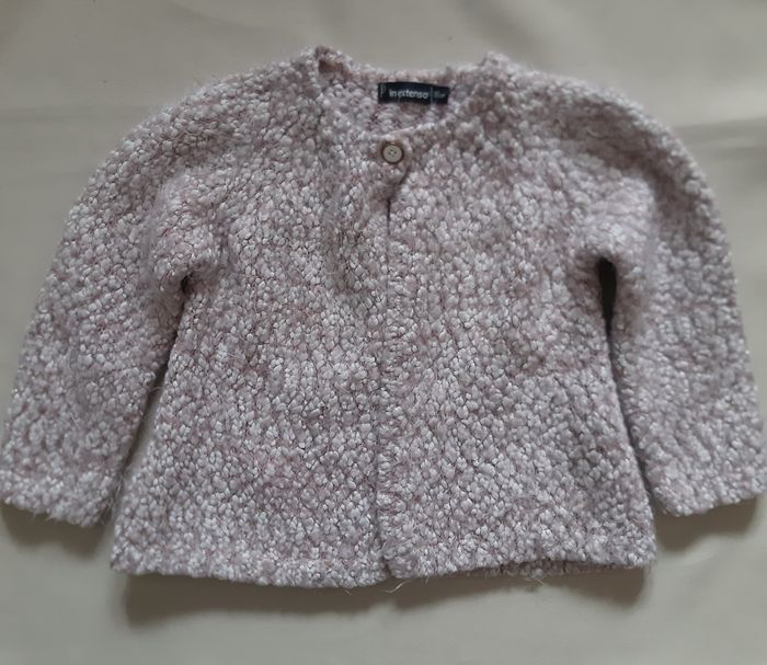 très joli gilet chaud rose chiné blanc effet pailleté fille - 24 mois - photo numéro 2