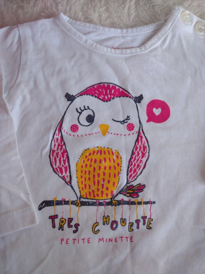 Ensemble (tee shirt manches longues+legging côtelé) Fille 3 mois Chouette Minette Gémo - photo numéro 5
