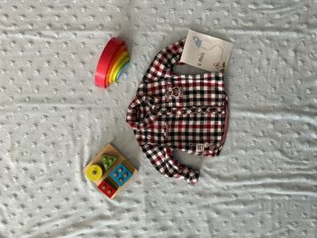 chemise manches longues à carreaux marine et bordeaux 6 mois sergent major
