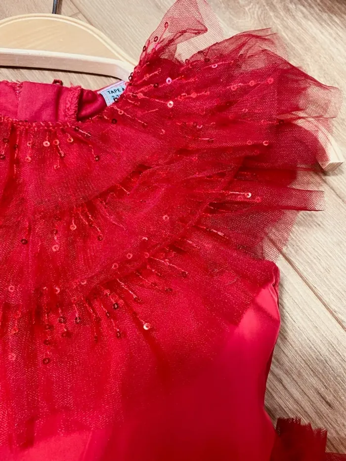 Taille 2-3 ans robe créateur fille TAO rouge * tulle * 🌹 - photo numéro 3
