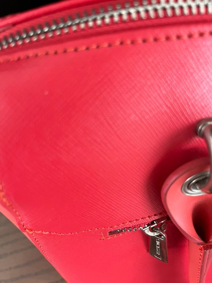 Superbe sac Lancaster tout cuir épaulé ou main rouge orange état neuf - photo numéro 17