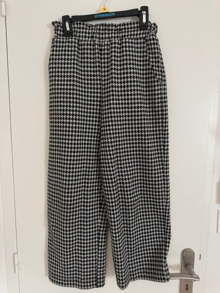 Pantalon large Monoprix 10 ans noir et blanc