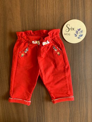 Pantalon Sergent Major 6 mois fille rouge