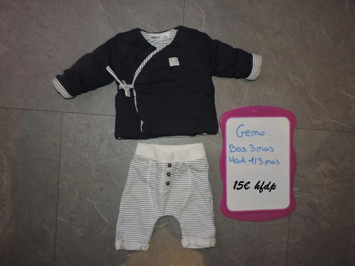 ensemble gémo haut taille 1-3 mois mais taille plus 3 mois réversible bas taille 3 mois