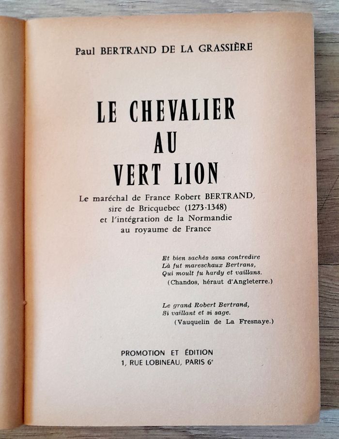 le chevalier au vert lion - Paul bertrand de la glassière - photo numéro 6