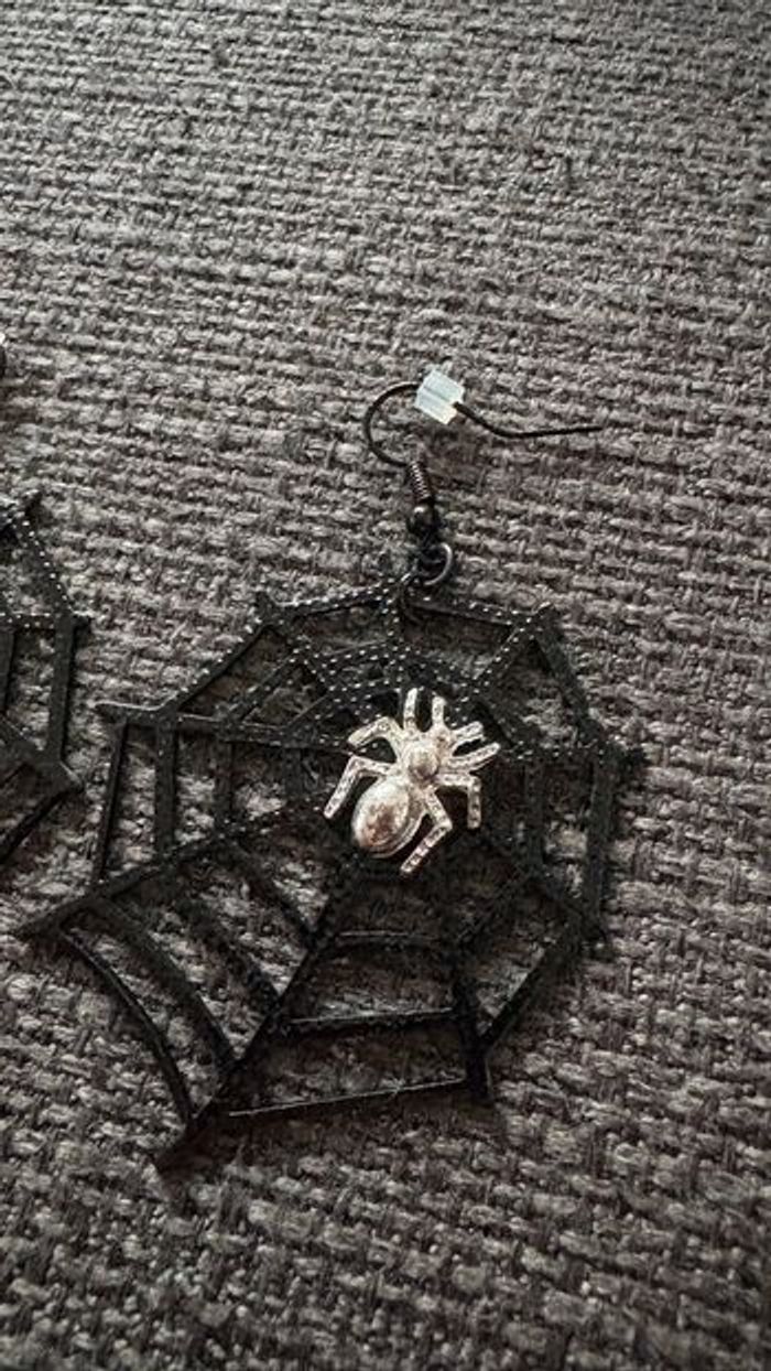 Boucles d’oreilles toiles d’araignées Halloween - photo numéro 2