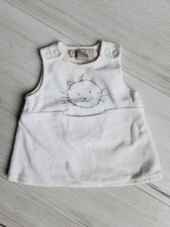 Vêtement bébé fille robe velours blanc chat Orchestra 1 mois