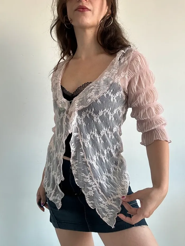Haut transparent y2k fairy core années 2000 rose taille S - photo numéro 5