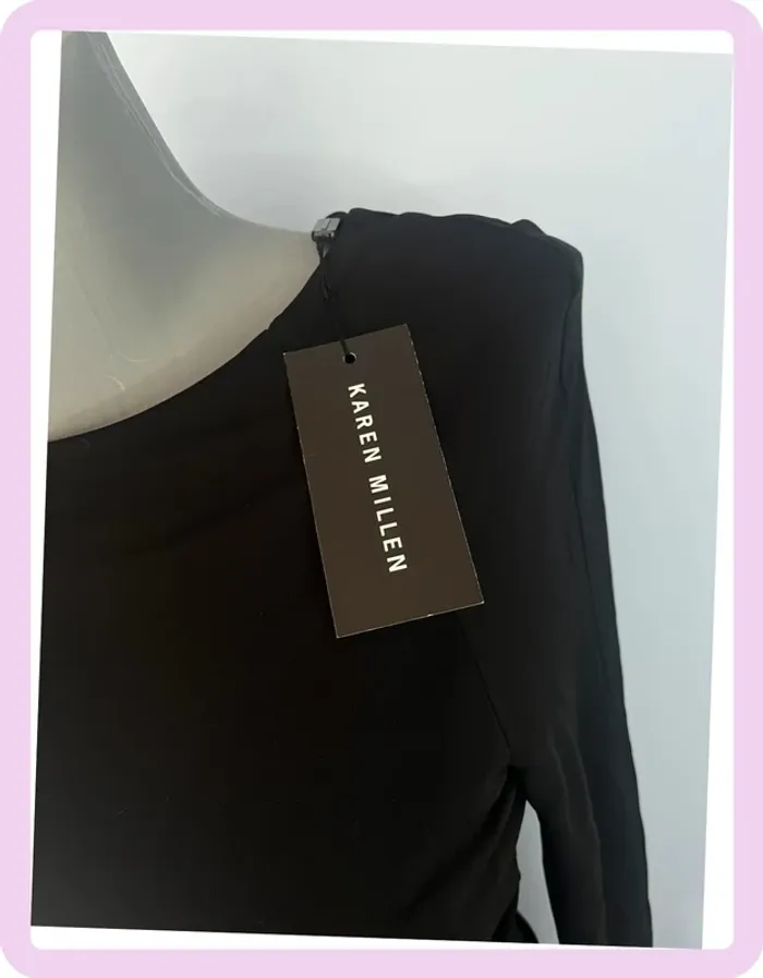 Karen Millen Robe Drapée Noire Taille 42 – Neuve avec Étiquette - Idéale Mi saison - photo numéro 2