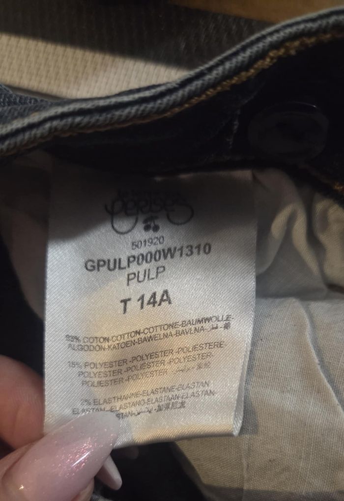 LE TEMPS DES CERISES – JEAN SLIM DENIM BLEU – T14A (34/36) – EXCELLENT ÉTAT - photo numéro 2