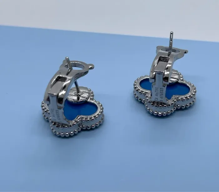 Boucles d’oreilles trèfles bleues à clips - photo numéro 7