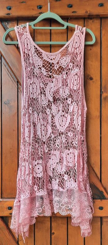 Tunique dentelle rose, taille 42