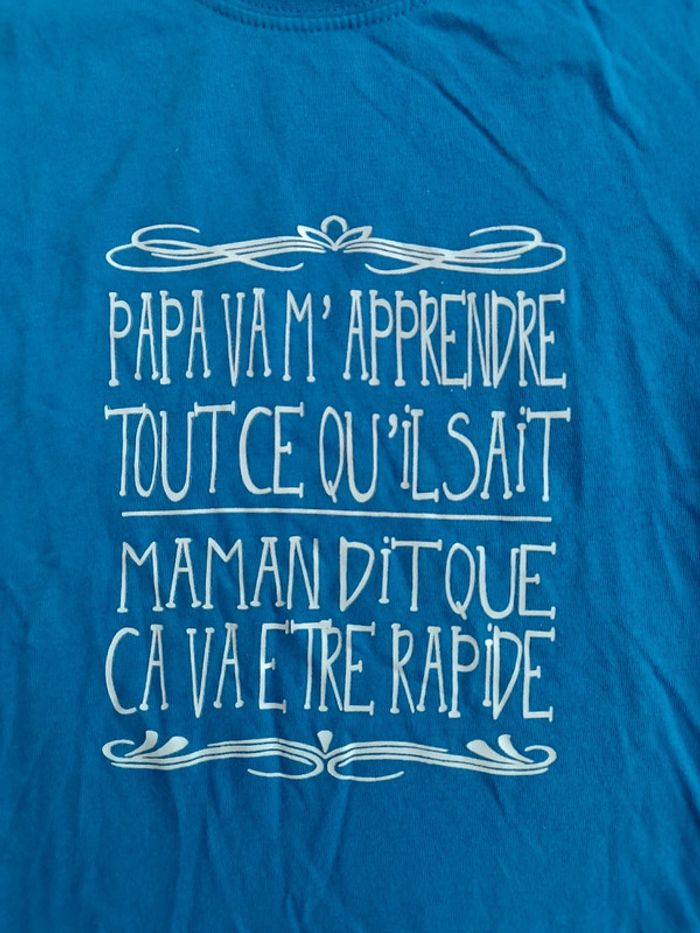 🔸 Tee-shirt bleu humoristique 3 / 4 ans – JHK 🔸 - photo numéro 2