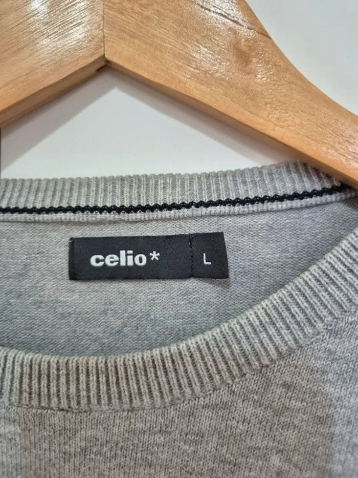 Pull CELIO col rond man homme 
Taille L gris - manches longues - photo numéro 2