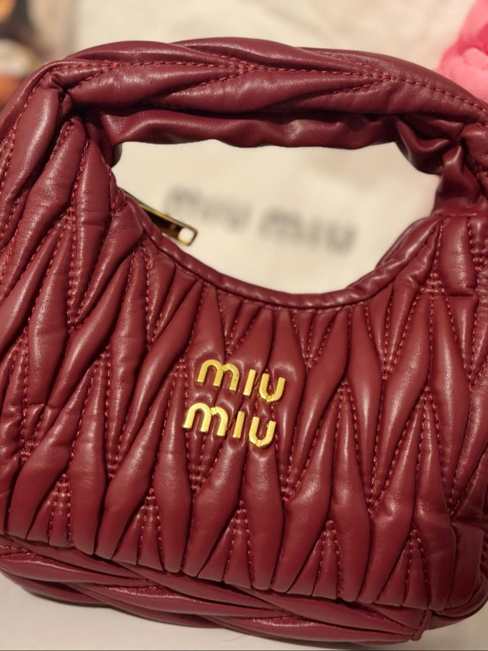 Sac miu miu matelassé - rouge bordeaux - photo numéro 5