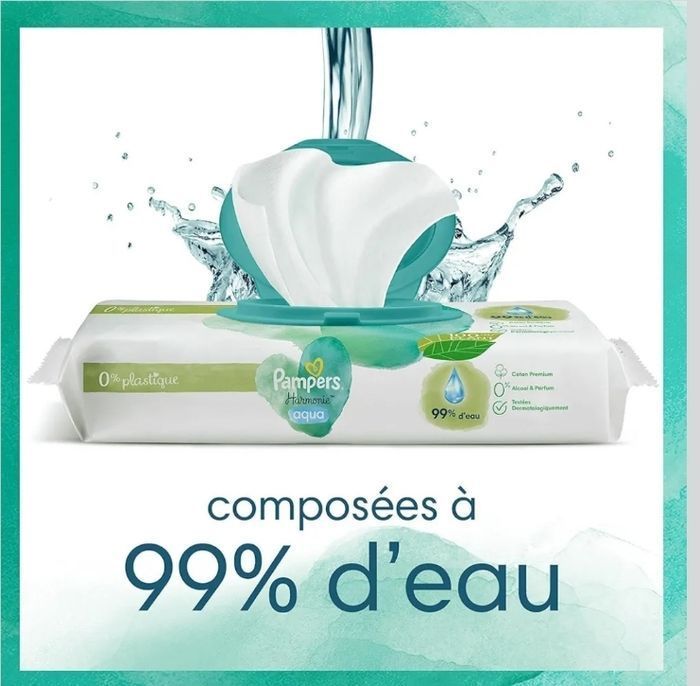 Lot de 9 paquets de Lingettes  Pampers Harmonie Aqua - photo numéro 3