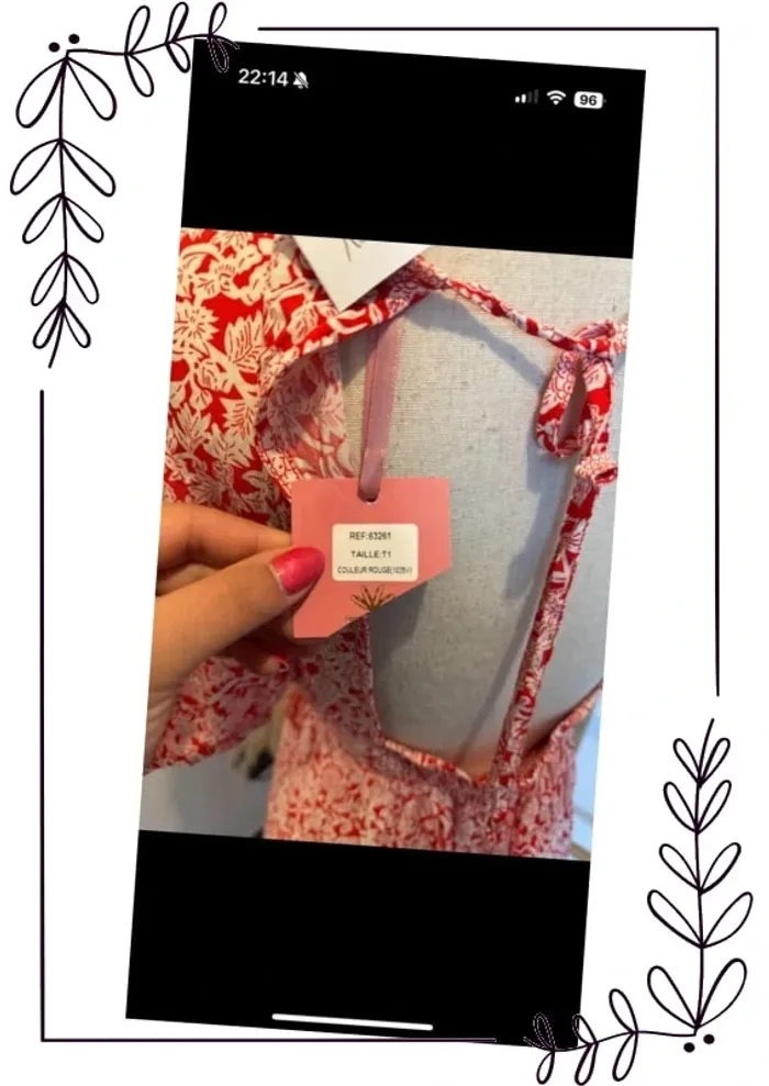 Robe d’été fleurie rouge et blanche neuve - photo numéro 4