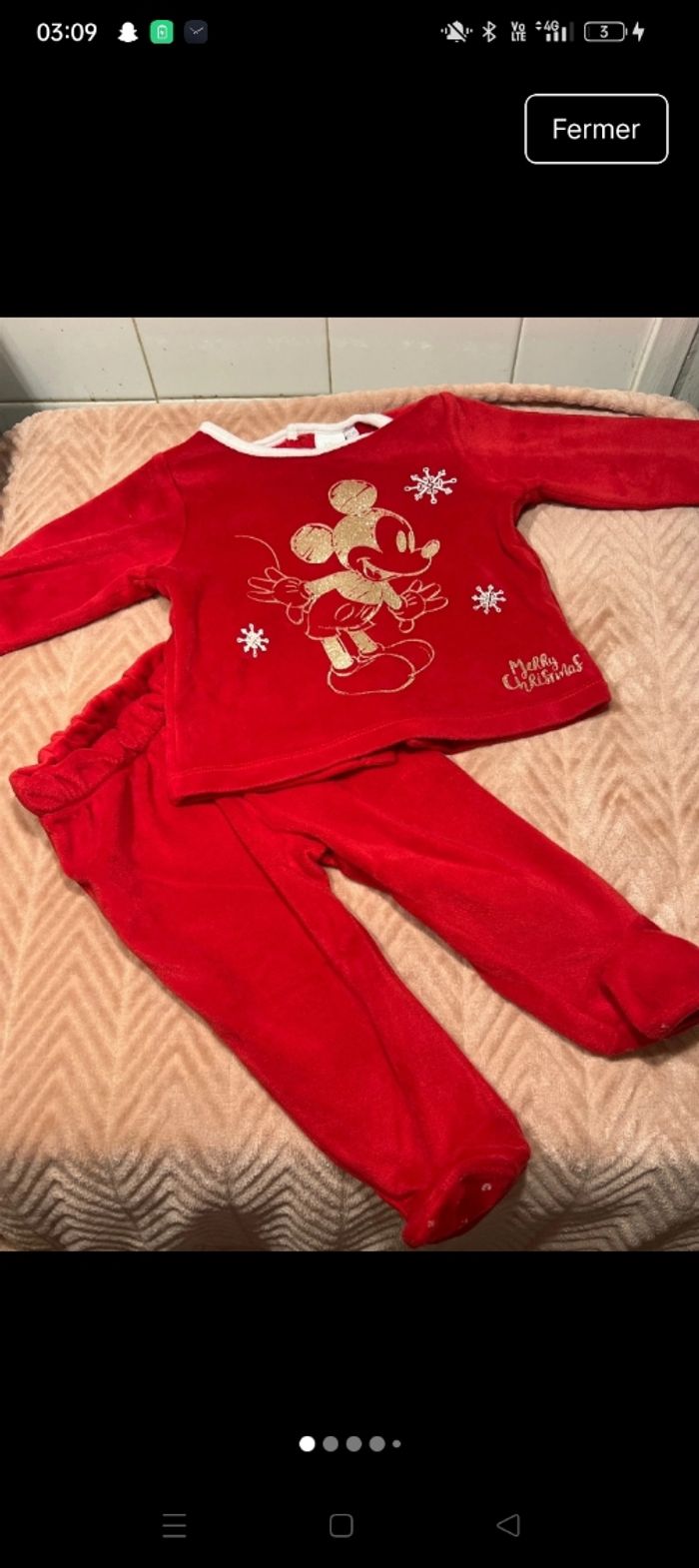 Pyjama Mickey noel 3 pieces - photo numéro 2