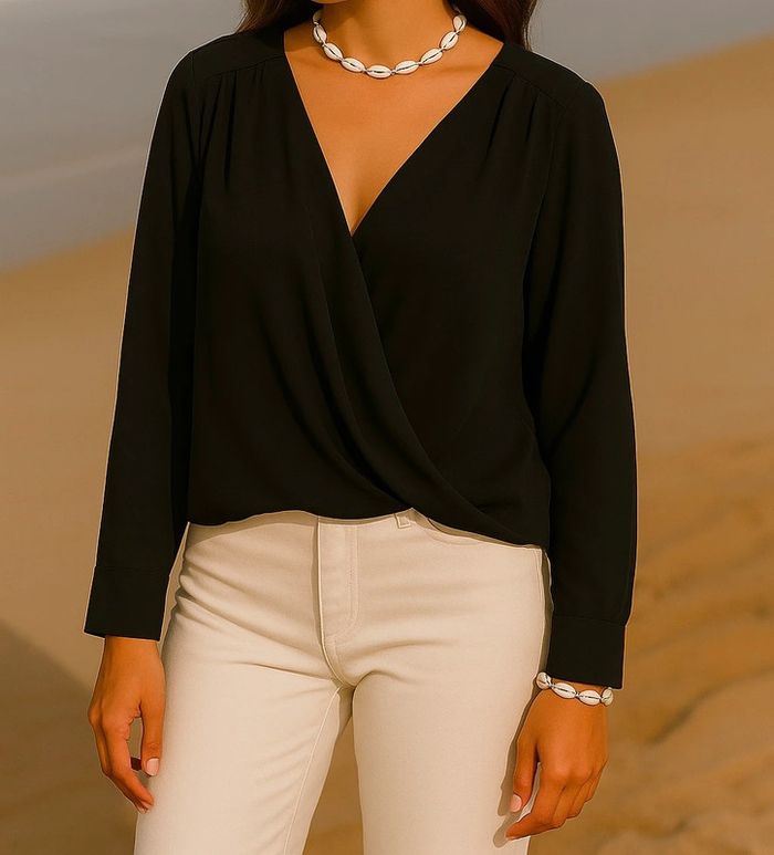 Blouse noir cache-cœur H&M