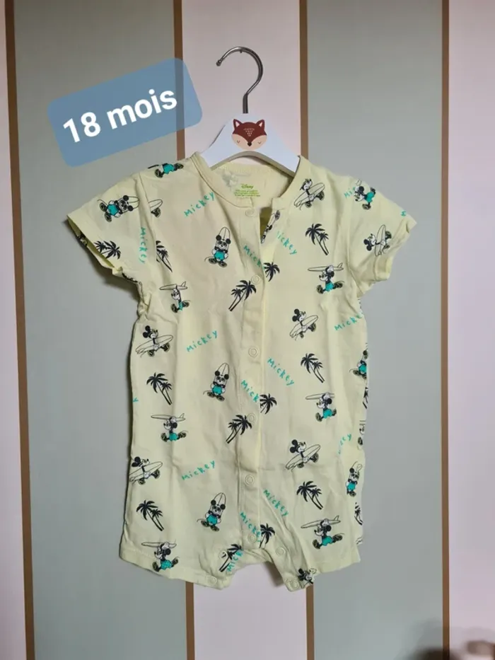 Combishort Mickey bébé garçon 18 mois