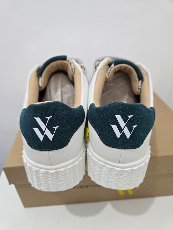 Basket Vanessa Wu Katie blanc vert beige taille 37 neuves authentiques - photo numéro 4