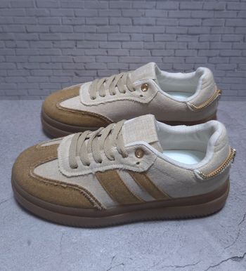 Baskets en toile Camel et Beige - Style Rétro - Neuves - Taille 38