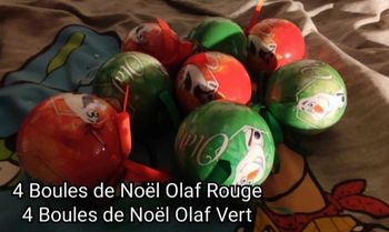 Lot de 8 boules de Noël olaf vert et rouge