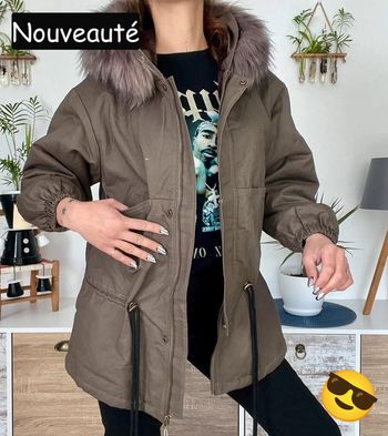 Parka à capuche kaki neuf toute douce à l’intérieur - taille M - ici moda