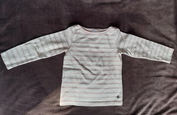T shirt manches longues 4 ans marinière rose et ecru