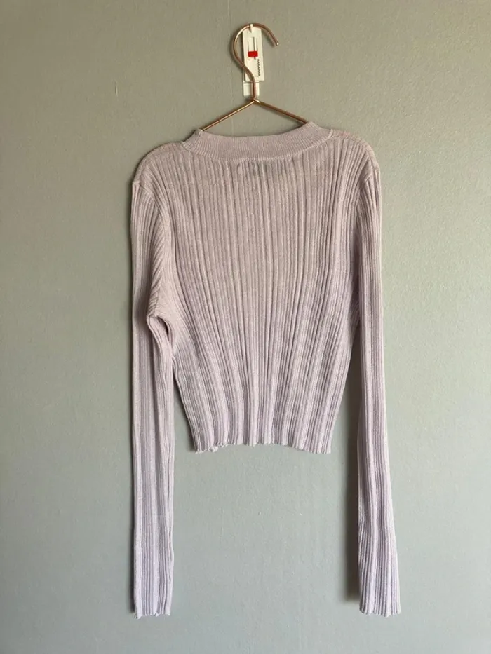 T-shirt crop Zara M – Lilas – Manches longues – Maille stretch – Très bon état - photo numéro 4