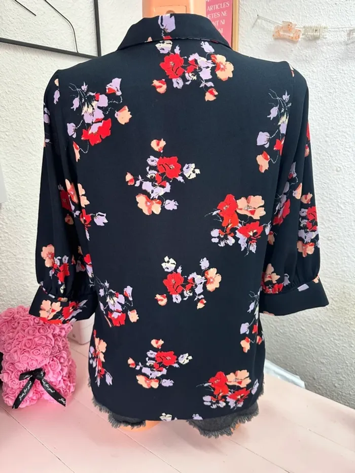 Chemise à fleurs manches mi longues Vero Moda taille XS - photo numéro 3