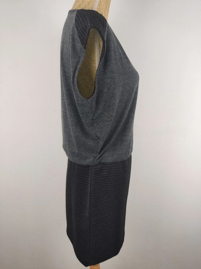 Robe bi-matière manches courtes noir argenté et gris taille 38 School Rag - photo numéro 3