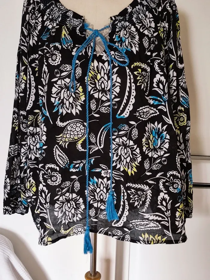 🪻 chardon blouse bohème coton taille unique🌱 oversize 36/42 - photo numéro 4