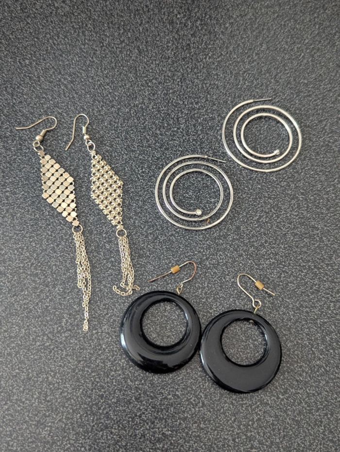 3 paires de boucles d'oreilles fantaisie