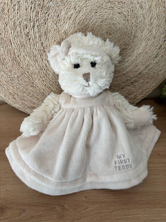 Doudou ours robe blanc my first teddy bukowski - photo numéro 1