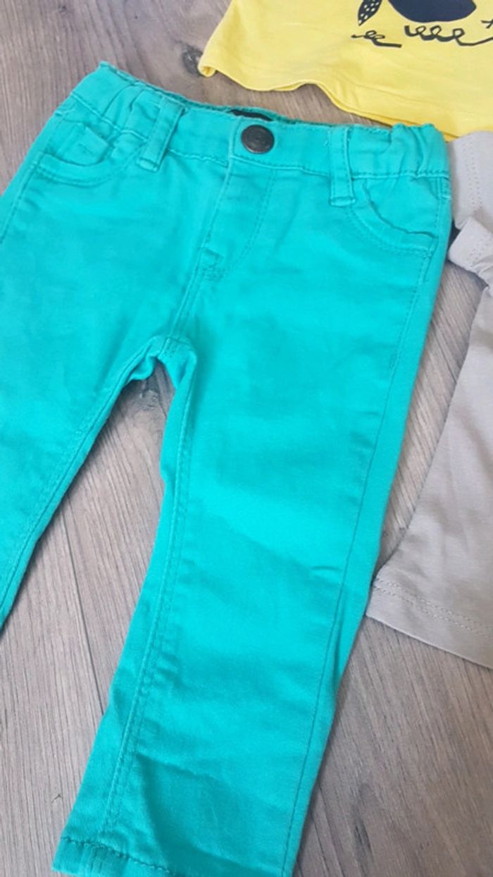 Lot marin 3 mois pantalon skinny et 4 tee-shirts manches courtes bateau pirate baleine ancre - photo numéro 6