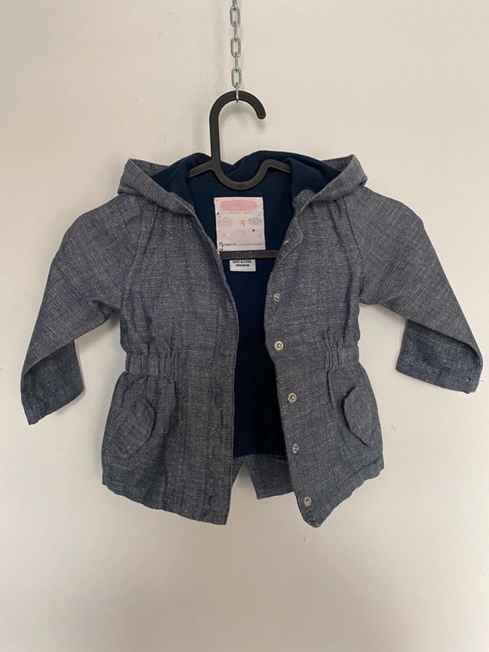 Trench gris bleu et fils argentés