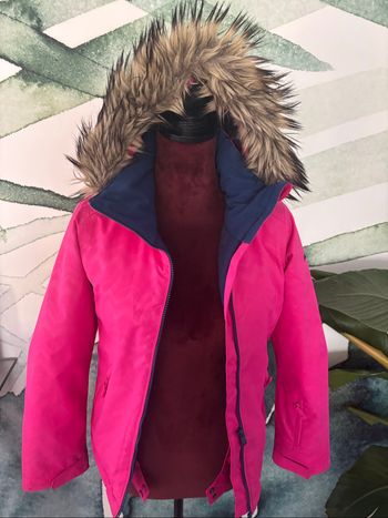 Manteau de ski fille 12 ans Roxy rose capuche fausse fourrure
