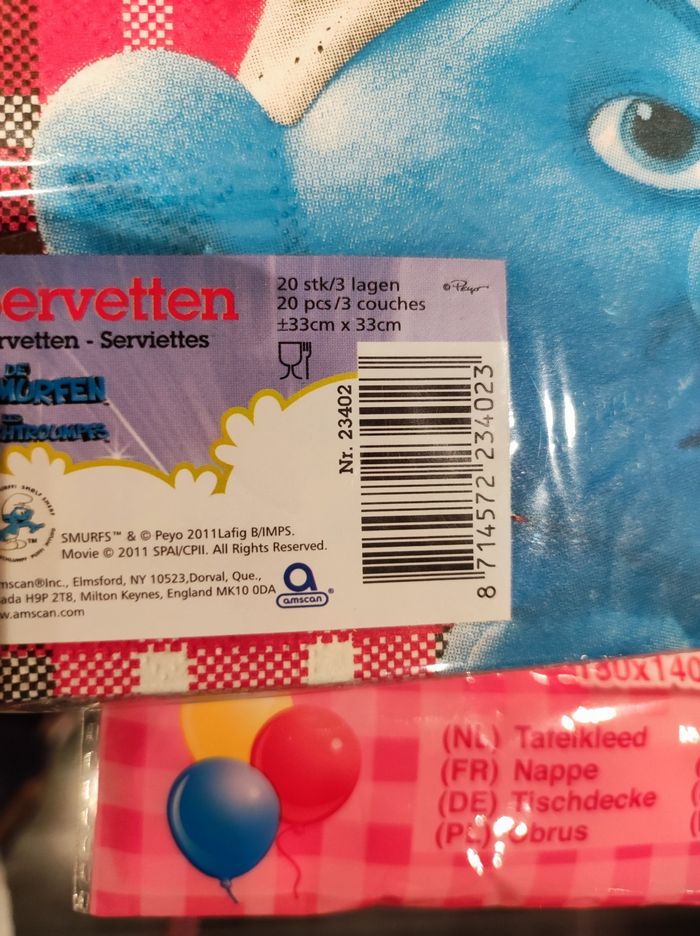 Serviettes en papier schtroumpf smurf Neuf - photo numéro 3