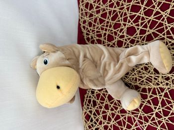 Peluche vintage hippopotame SUPERTOYS Super Toys beige style rumple yeux plastiques