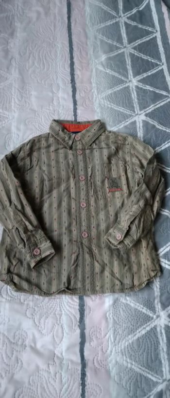 Chemise à rayures imprimée kaki garçon neuve 3 ans sergent major