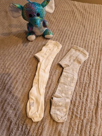 Lot 2 collants Obaïbi fille gris et blanc 9-12 mois
