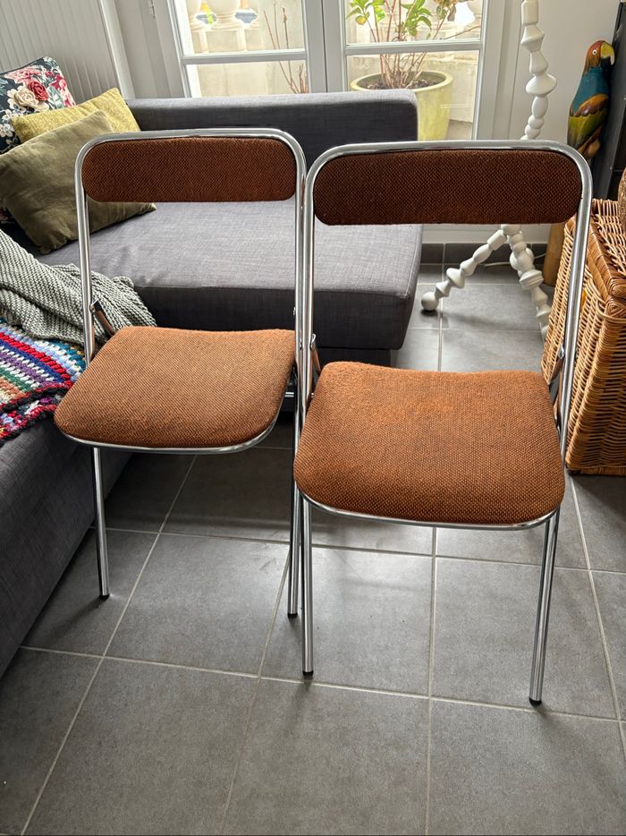 Lot de 2 chaises pliantes Souvignet vintage des années 70