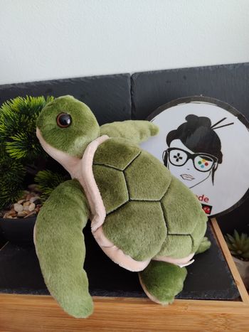 tortue de mer vert beige peluche marron petjes world zoo parc zoologique PE0232