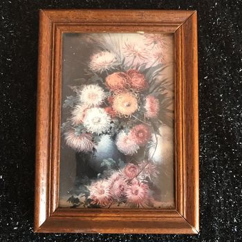 petit cadre en bois décor fleurs * prix 1e* kiki60230